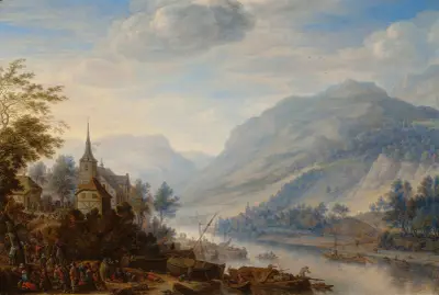 View of the Rhine at Reineck av Herman Saftleven