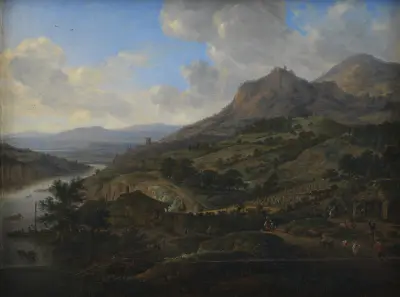 Wine Harvest at the Rhine av Herman Saftleven