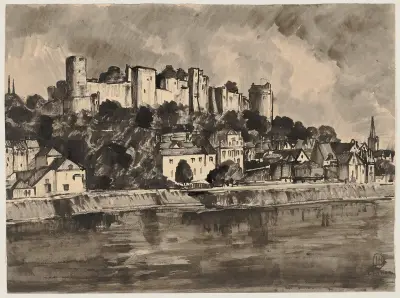 Borgen Chinon och stranden vid Vienne av Hermann Lismann
