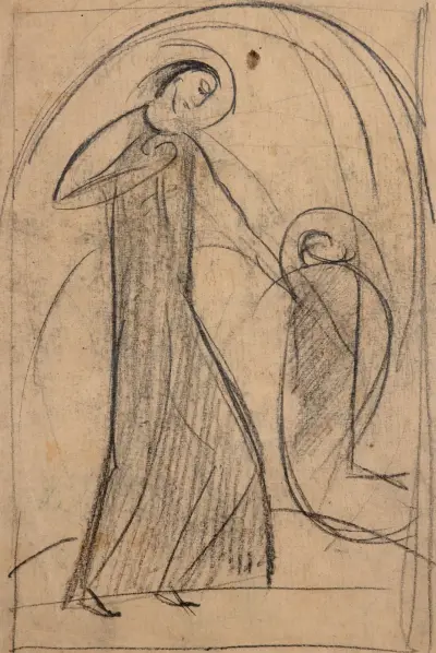 Figurale Szene (Taufe Christi) av Hermann Stenner