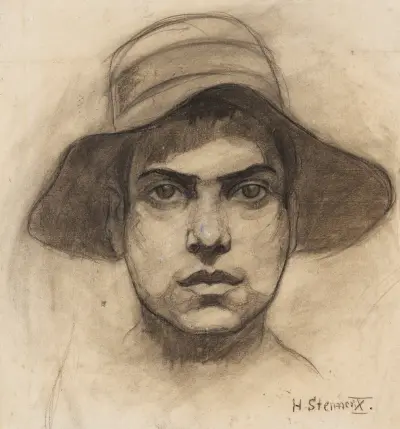Männerkopf mit Hut av Hermann Stenner