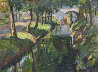Mit Kastanien bestandener Kanal av Hermann Stenner