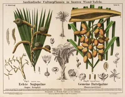 Sagus Rumphii, Phoenix dactilifera ; sagopalm, dadelpalm av Hermann Zippel