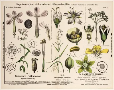 Saponaria officinalis, Stellaria holostea, Scleranthus annuus, Portulaca oleracea av Hermann Zippel