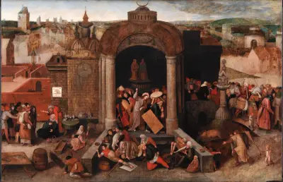 Kristus driver ut handelsmännen ur templet av Hieronymus Bosch