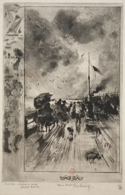 En pir i England av Félix Hilaire Buhot
