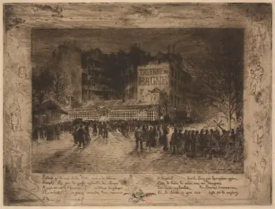 La Place des Martyrs et la Taverne du Bagne av Félix Hilaire Buhot