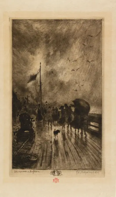 Landing in England av Félix Hilaire Buhot