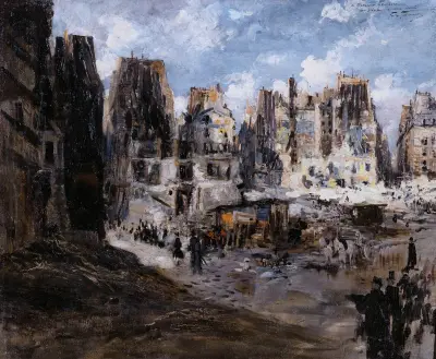 Le percement de l’avenue de l’Opéra. av Félix Hilaire Buhot