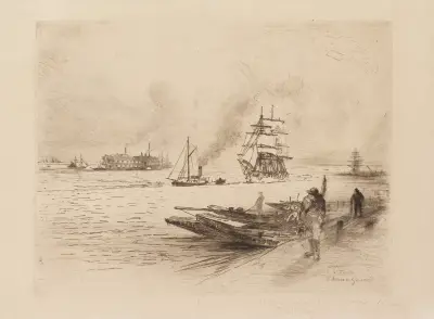 Near Gravesend, Remembrance of the Thames av Félix Hilaire Buhot