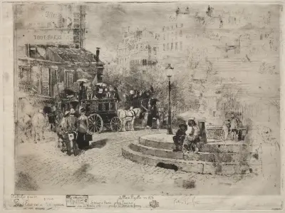 Place Pigalle 1878 av Félix Hilaire Buhot