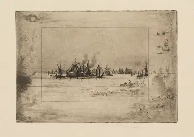 Port with Seagulls av Félix Hilaire Buhot
