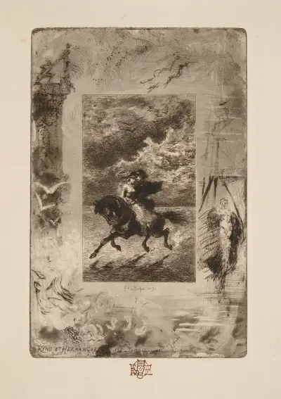 Ryno and Hermangarde, from An Old Mistress av Félix Hilaire Buhot