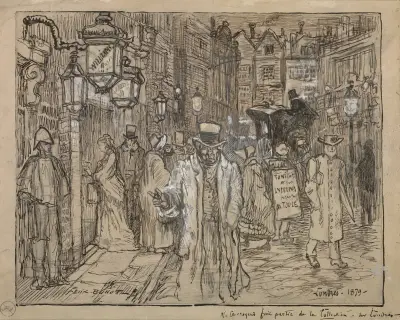 Street Scene in London av Félix Hilaire Buhot