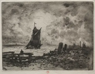 Den lilla sjömannen; Minne från Medway av Félix Hilaire Buhot