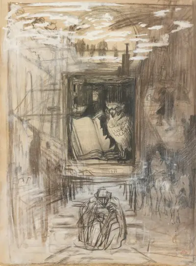 The Owl, 1883 – nr 2 av Félix Hilaire Buhot