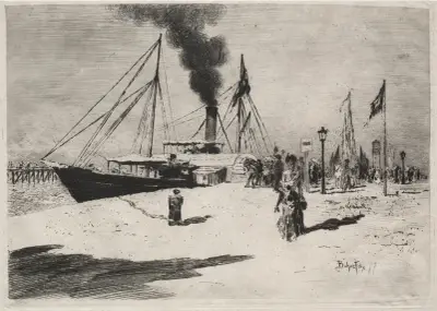The Wharf at Trouville av Félix Hilaire Buhot