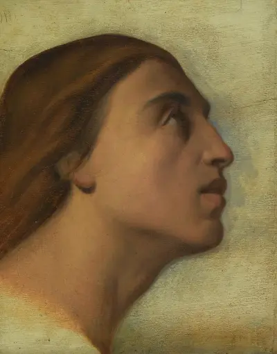 A Study Of The Head Of Saint John The Evangelist In Profile av Jean-Hippolyte Flandrin