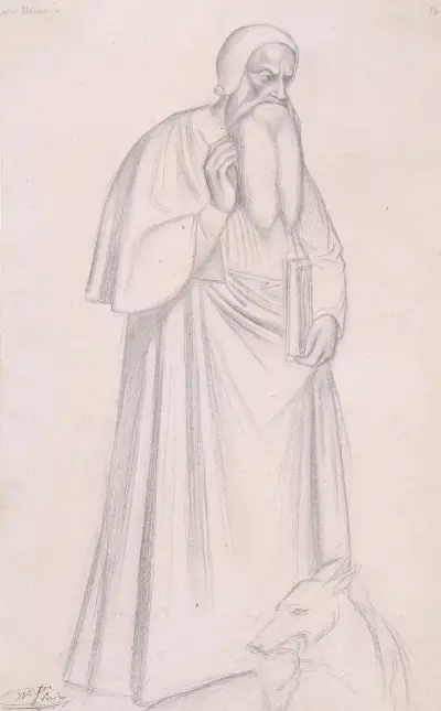 Figure Study after Andrea di Bonaiuto, S. Maria Novella, Florence av Jean-Hippolyte Flandrin