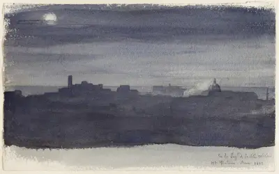 View of Rome at Night av Jean-Hippolyte Flandrin
