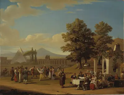 Italian Harvest Festival at Monte Testaccio near Rome av Hjalmar Mörner