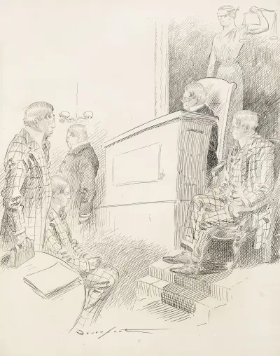 A courtroom scene. av Homer Davenport