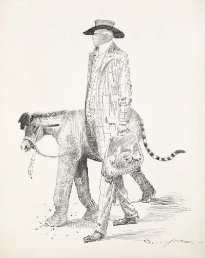 William Randolph Hearst walks next to an animal labeled ‘New Party’ av Homer Davenport