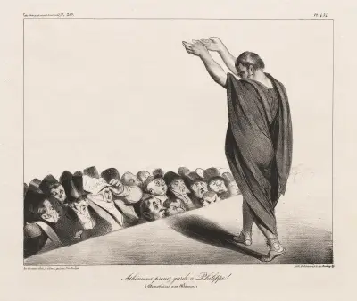 Atenare, akta er för Philip! (Demosthenes till atenarna) av Honoré Daumier