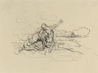 Kentauren som bortför en kvinna av Honoré Daumier