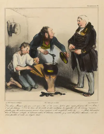 Dis donc Macaire, que que c’est que c’thé d’la mère Gibou que nous faisons là av Honoré Daumier