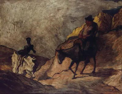 Don Quijote och Sancho Panza av Honoré Daumier