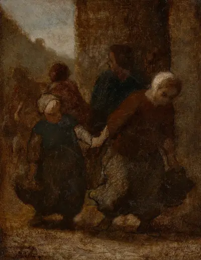 Barn som springer (Skolgången) av Honoré Daumier