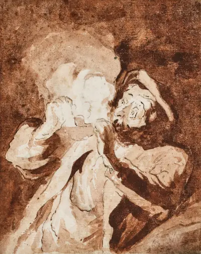 Rökare som tänder sin pipa av Honoré Daumier