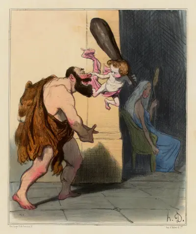 Herkules tämjd av kärleken av Honoré Daumier