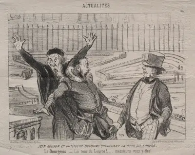 Jean Goujon und Philibert Delorme suchen nach dem Hof des Louvre von Honoré Daumier
