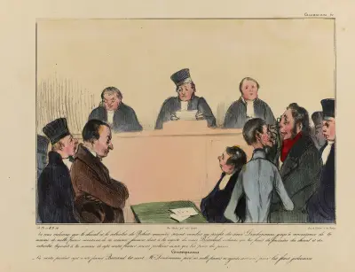 La cour ordonne que le cheval et le cabriolet de Robert Macaire seront vendus au profit du sieur Dindonneau von Honoré Daumier