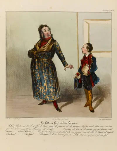 Lyckan får oss att glömma vännerna av Honoré Daumier