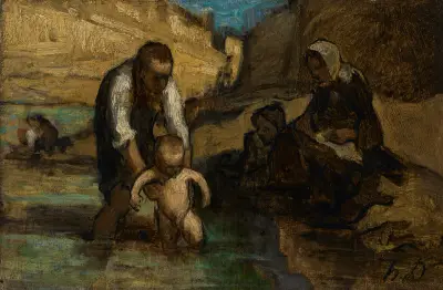 Det första badet av Honoré Daumier