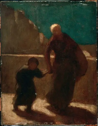 På en bro om natten av Honoré Daumier