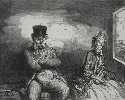On the Train; A Pleasant Companion, Honoré Daumier