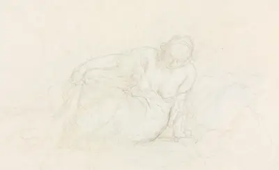Liggande kvinna lutad mot sin arm (verso) av Honoré Daumier