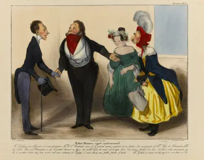 Robert Macaire som äktenskapsmäklare av Honoré Daumier