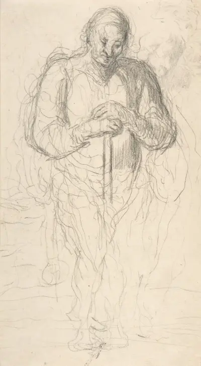 Stående man med stav av Honoré Daumier