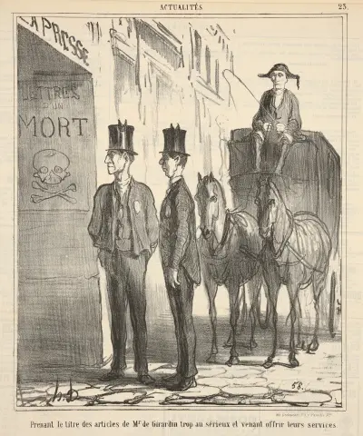 Att ta titeln på M. de Girardins artiklar alltför bokstavligt och komma för att erbjuda sina tjänster av Honoré Daumier