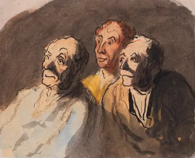 Tre åskådare av Honoré Daumier