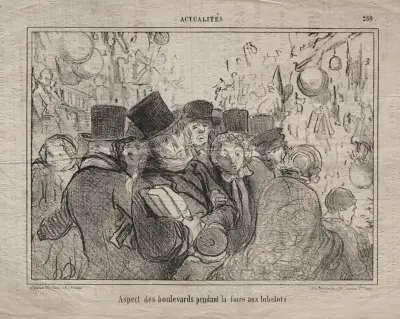 Vy över boulevarder under en marknad för prydnadssaker av Honoré Daumier