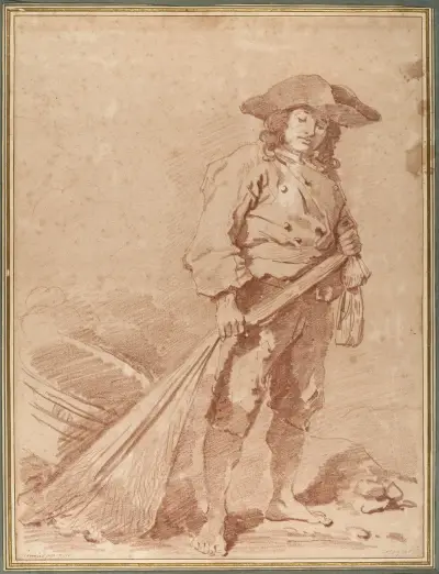 A Fisherman Pulling a Net av Jean-Honoré Fragonard