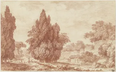 A Stand of Cypresses in an Italian Park av Jean-Honoré Fragonard