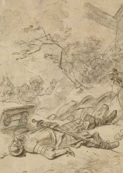 Don Quixote Defeated by the Windmill av Jean-Honoré Fragonard