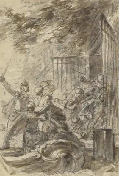 Isabella Abandons Her Home to Follow Odorico and His Men av Jean-Honoré Fragonard